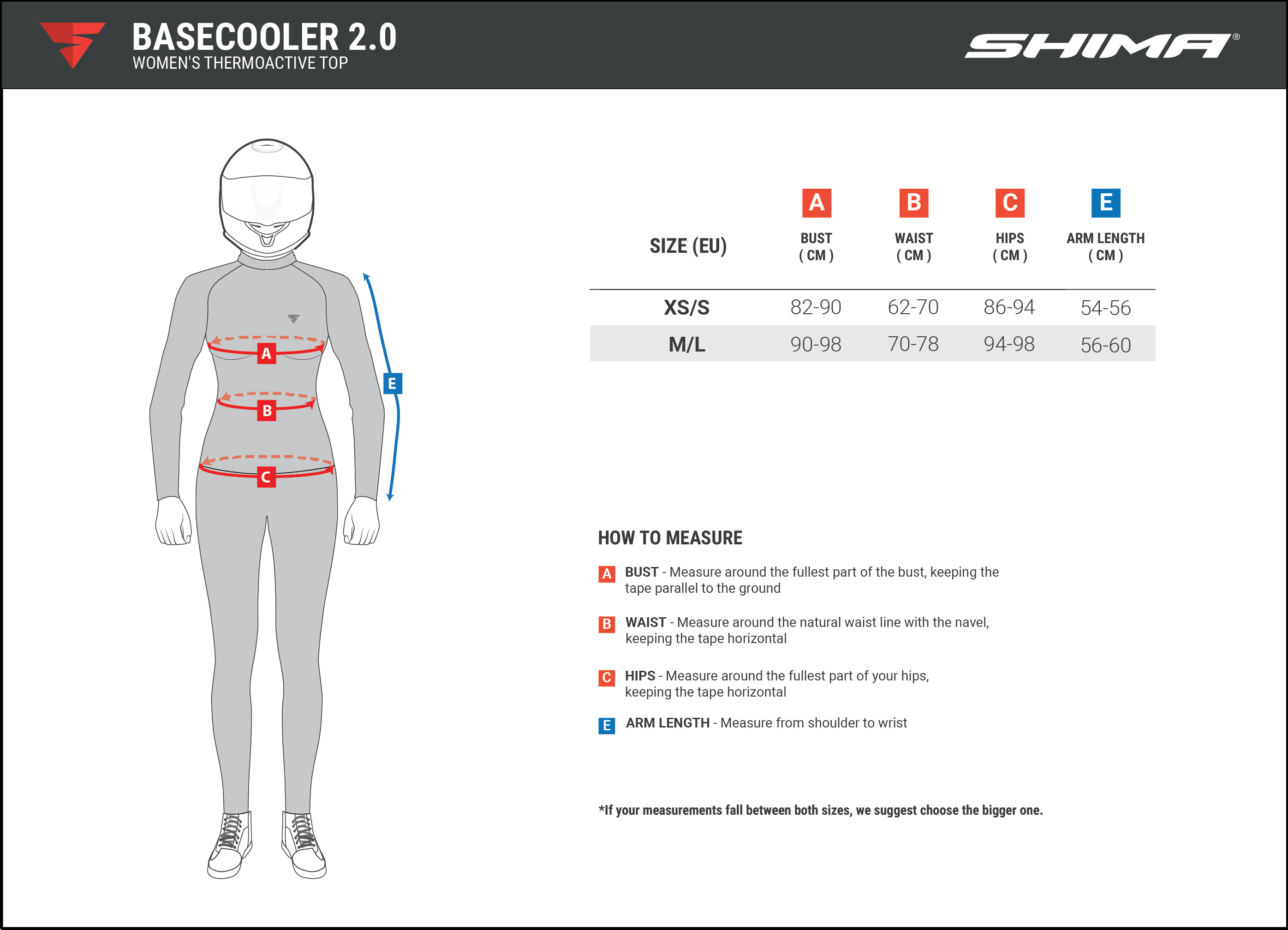 Tabela rozmiarów SHIMA