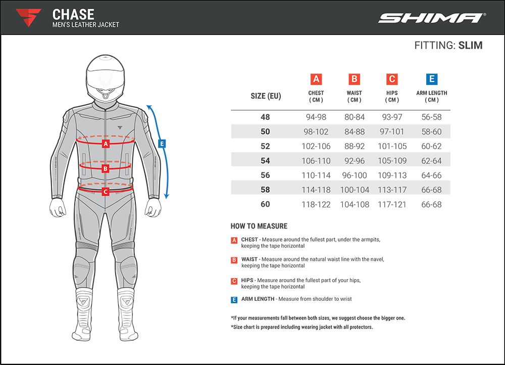 Tabela rozmiarów SHIMA