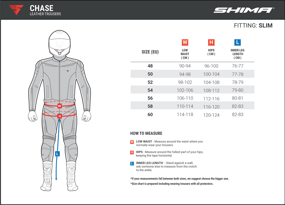 Tabela rozmiarów SHIMA