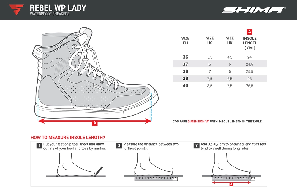 Buty motocyklowe damskie SHIMA REBEL WP LADY