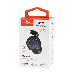  Motocyklowe gniazdo 2 x USB QC 3.0 - 36 W - MUS34