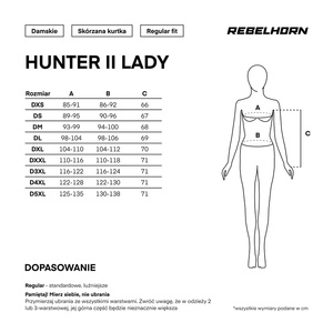 Damska kurtka motocyklowa skórzana miejska Rebelhorn HUNTER II czarny mat