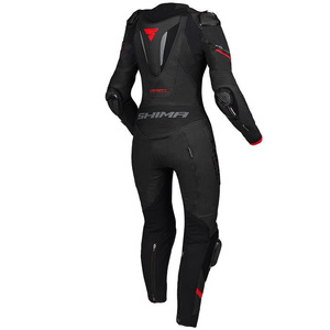 Kombinezon jednoczęściowy motocyklowy skórzany sportowy Shima MIURA RS czarny/czerwony