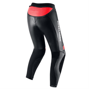 Spodnie motocyklowe skórzane damskie Rebelhorn REBEL czarny-czerwony fluo-biały