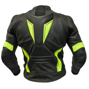 Damska kurtka motocyklowa skórzana OZONE VOLT czarna żółty fluo