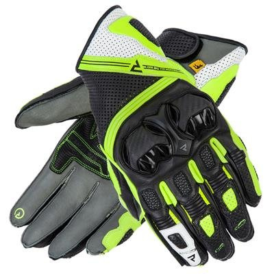 Rękawice motocyklowe sportowe Rebelhorn ST krótkie czarny-szary-żółty fluo