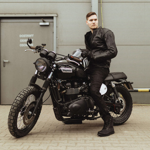 Jeansy motocyklowe Rebelhorn RAGE II TAPERED FIT czarny vintage