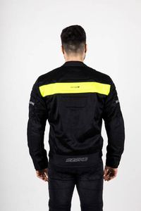 Damska kurtka motocyklowa miejska tekstylna OZONE DART czarna żółty fluo