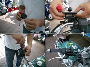 Uchwyt Ram Mount z 1-calową głowicą obrotową mocowany na pokrywę zbiornika płynu hamulcowego w motocyklu