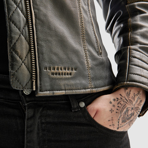 Damska kurtka motocyklowa skórzana miejska Rebelhorn HUNTER II brązowy vintage