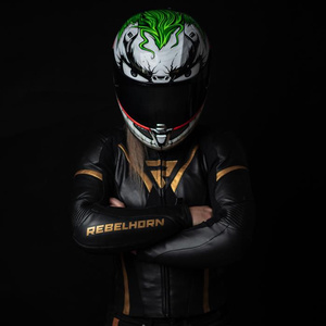 Damska kurtka motocyklowa skórzana miejska/sportowa Rebelhorn REBEL czarny-złoty